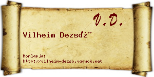 Vilheim Dezső névjegykártya